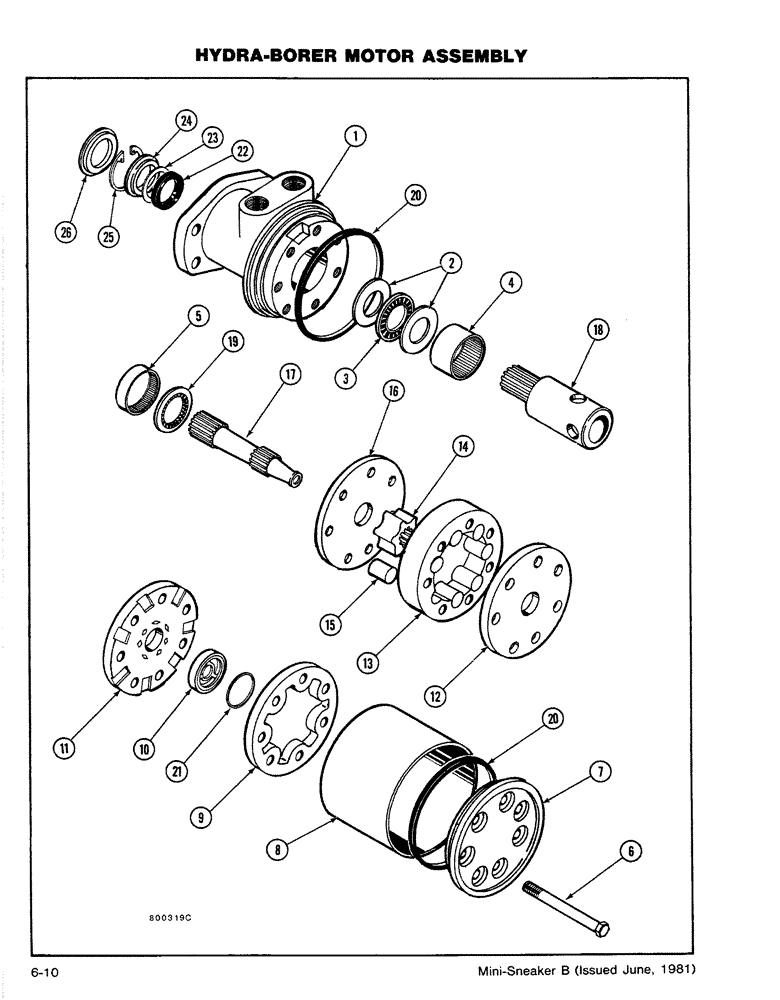 Схема запчастей Case CASE - (6-10) - HYRDA-BORER MOTOR ASSEMBLY (18) - MISCELLANEOUS