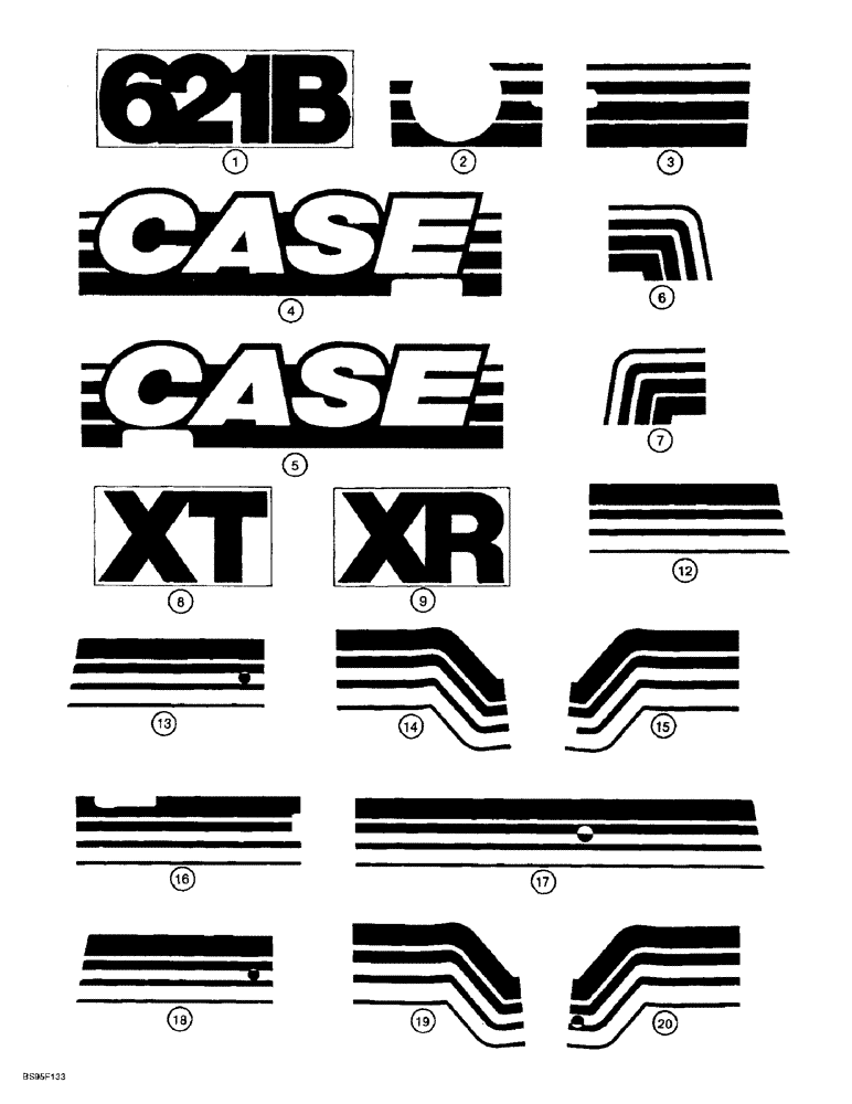 Схема запчастей Case 621B - (9-095A) - DECALS, GRAY (09) - CHASSIS/ATTACHMENTS