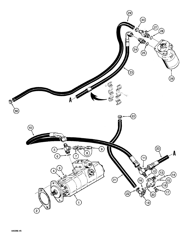 Схема запчастей Case W36 - (5-206) - STEERING HYDRAULIC CIRCUIT - PUMP TO RESERVOIR MODELS WITHOUT AUXILIARY STEERING (05) - STEERING