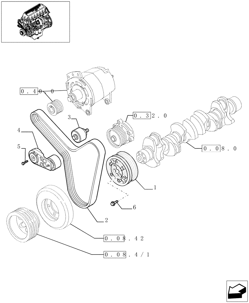 Схема запчастей Case F3AE0684P E906 - (0.08.4[01]) - PULLEY - CRANKSHAFT (504162364) 