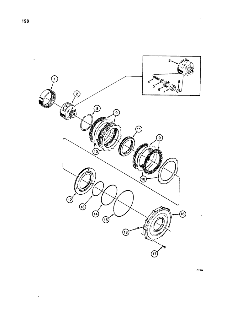 Схема запчастей Case W20B - (198) - TRANSMISSION, FORWARD CLUTCH AND PLANETARY (06) - POWER TRAIN