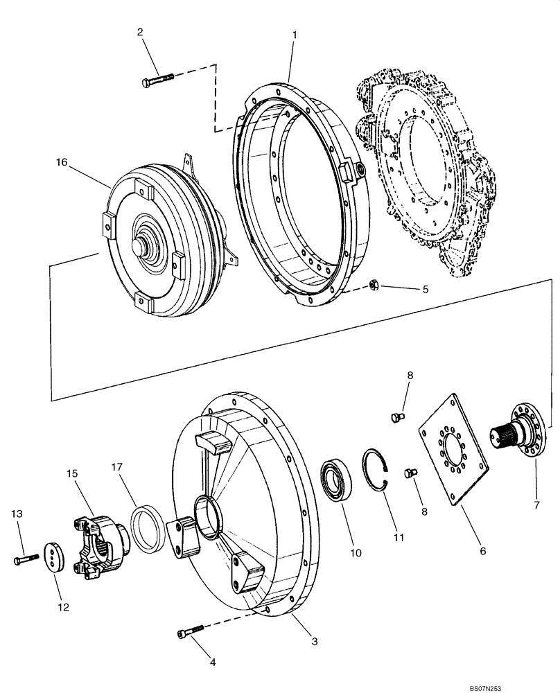 Схема запчастей Case 521E - (06-04) - TRANSMISSION - CONVERTER, COVER AND INPUT SHAFT (06) - POWER TRAIN