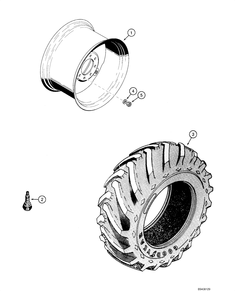 Схема запчастей Case 586G - (06-70) - WHEELS, DRIVE (06) - POWER TRAIN