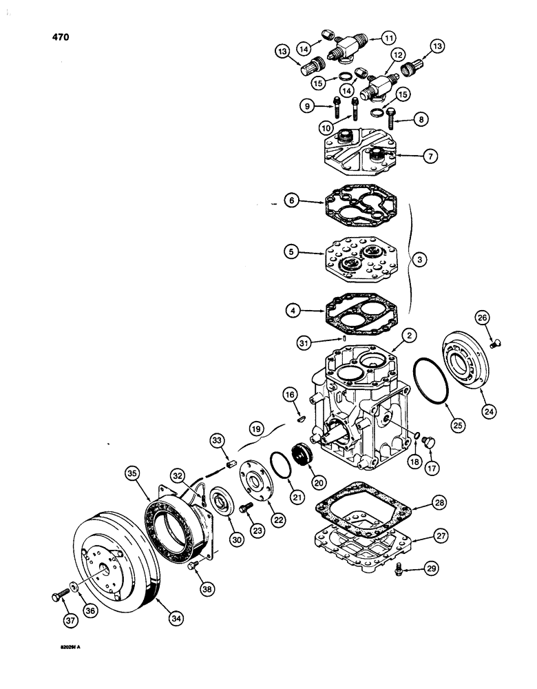 Схема запчастей Case W24C - (470) - AIR CONDITIONING COMPRESSOR (09) - CHASSIS/ATTACHMENTS