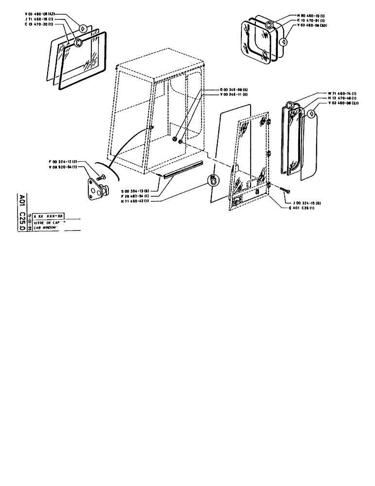 Схема запчастей Case 90BCL - (011) - CAB WINDOW (05) - UPPERSTRUCTURE CHASSIS