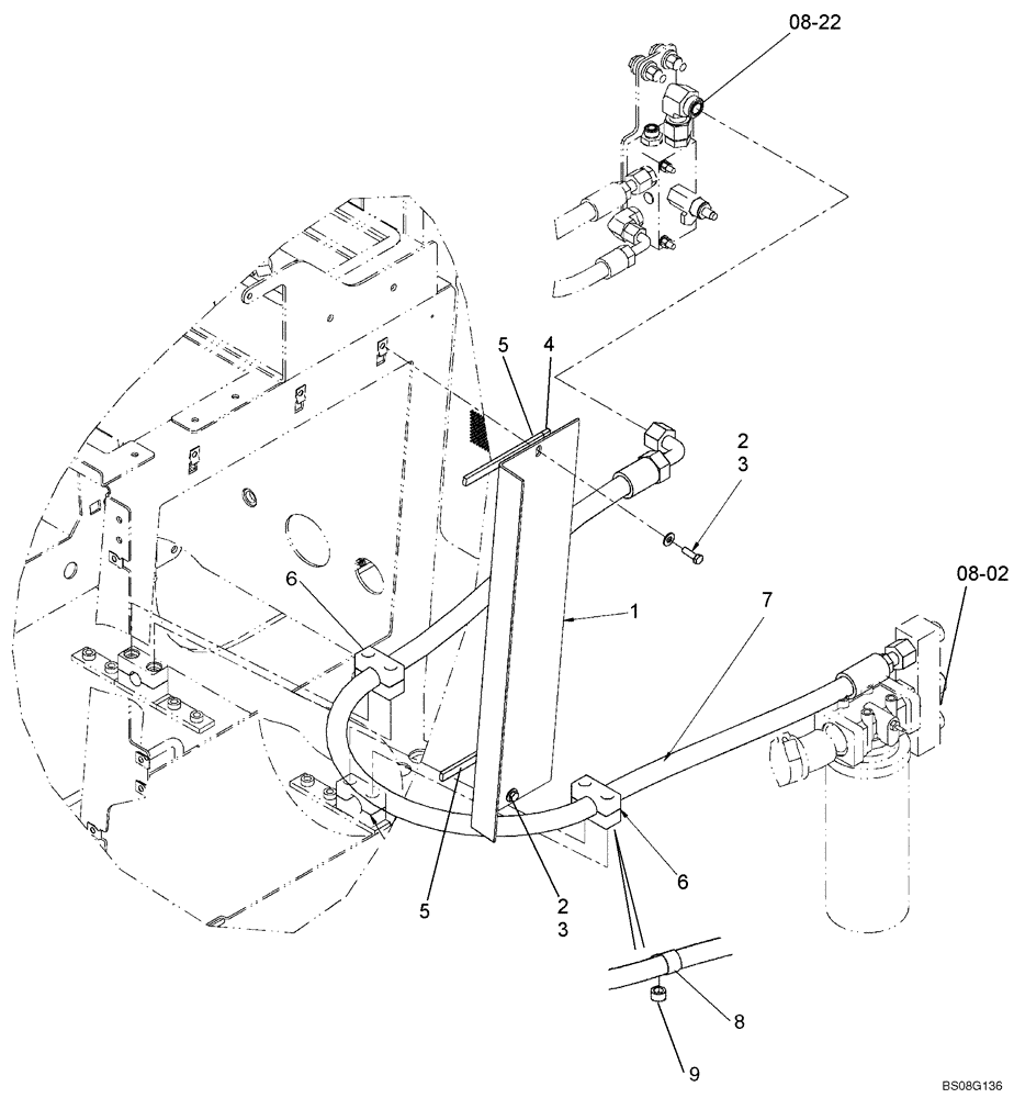 Схема запчастей Case 521E - (08-19) - HYDRAULICS - STANDARD BYPASS (08) - HYDRAULICS