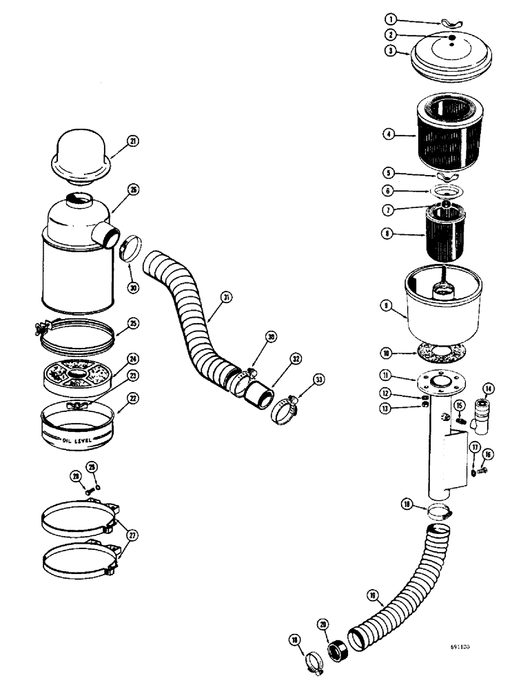 Схема запчастей Case W8C - (092) - DRY TYPE AIR CLEANER, GAS ENGINE, OIL BATH AIR CLEANER, GAS (02) - ENGINE