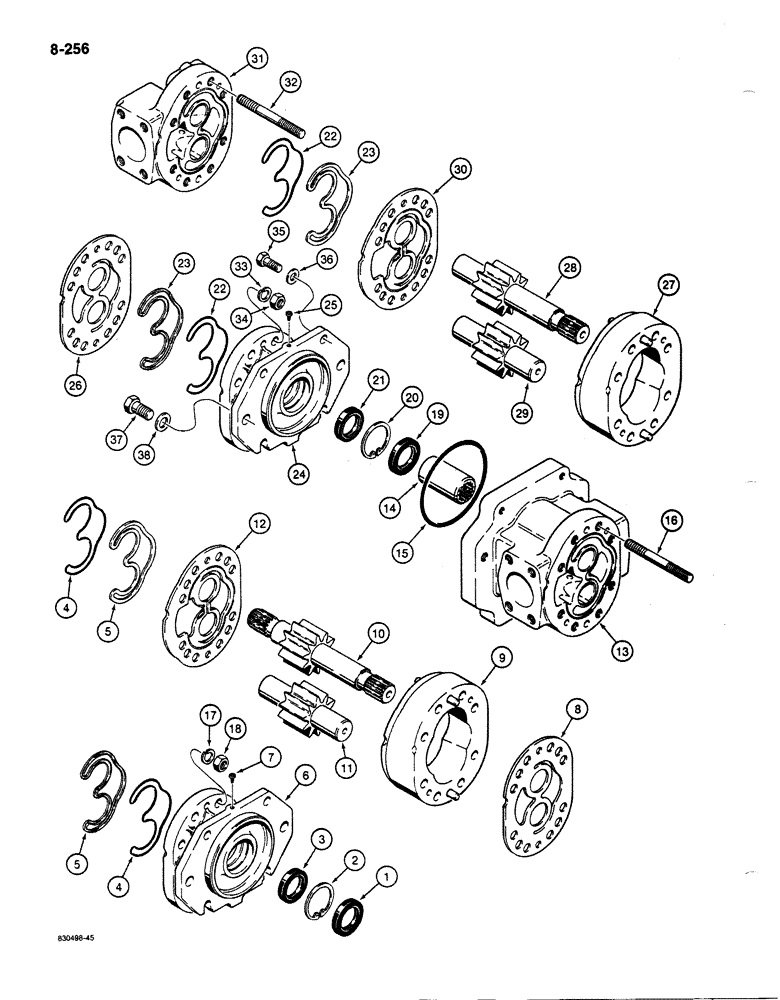 Схема запчастей Case 1187B - (8-256) - S619344 HYDRAULIC PUMP, USED ON MODELS WITH CASE ENGINE (08) - HYDRAULICS