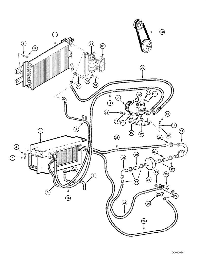 Схема запчастей Case 865 - (09.45[00]) - AIR CONDITIONING - CIRCUIT AND ASSEMBLY (09) - CHASSIS