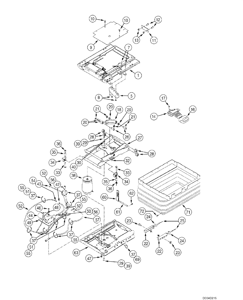 Схема запчастей Case 885 - (09.59[00]) - SEAT ASSY - SUPENSION ASSY (OPTIONAL) (09) - CHASSIS