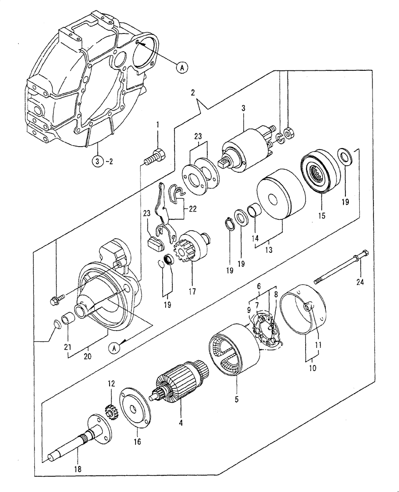 Схема запчастей Case CX20B - (ENGINE-14[1]) - STARTER MOTOR (55) - ELECTRICAL SYSTEMS