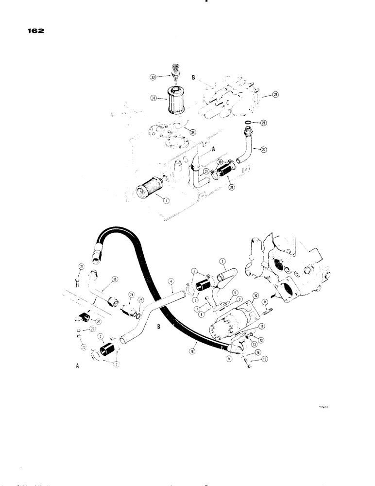 Схема запчастей Case 1150 - (162) - LOADER HYDRAULICS, PUMP SUCTION AND PRESSURE LINE HYDRAULICS (07) - HYDRAULIC SYSTEM