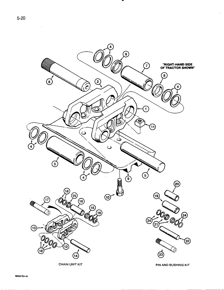 Схема запчастей Case 450C - (5-20) - SEALED TRACK CHAIN - R52283 (11) - TRACKS/STEERING