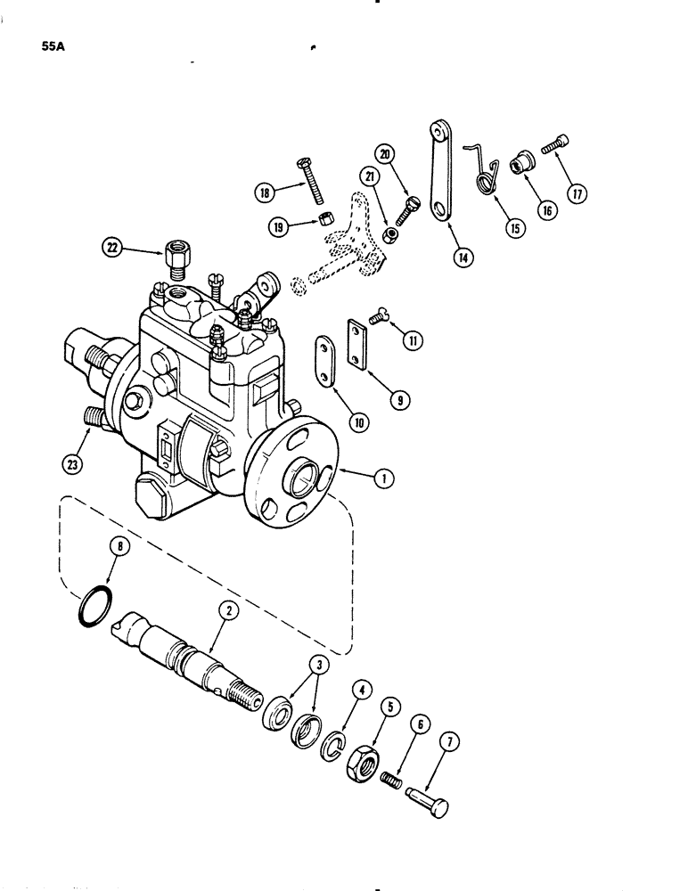 Схема запчастей Case 450B - (055A) - INJECTION PUMP, 207 TURBOCHARGED DIESEL ENGINE, 207 NATURALLY ASPIRATED DIESEL ENGINE (02) - FUEL SYSTEM
