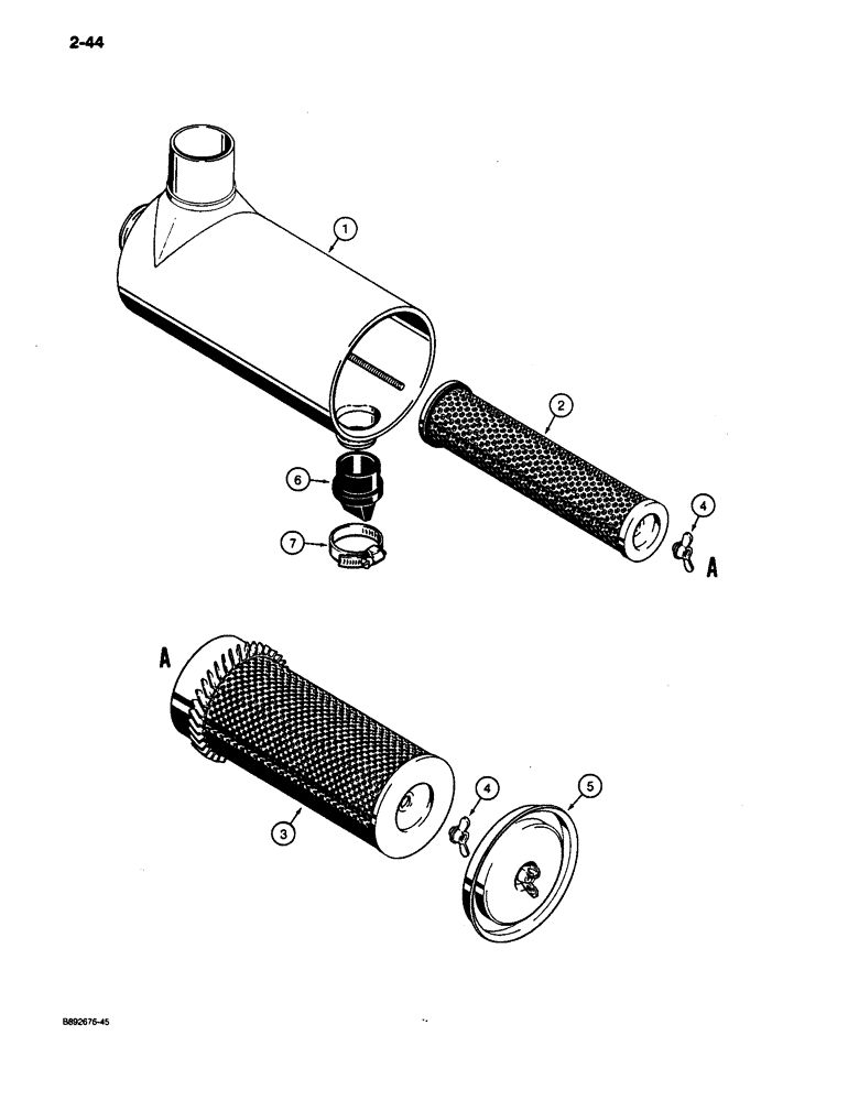 Схема запчастей Case 650 - (2-44) - AIR CLEANER ASSEMBLY (02) - ENGINE