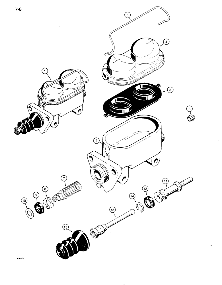 Схема запчастей Case 850D - (7-06) - BRAKE MASTER CYLINDER ASSEMBLY (07) - BRAKES