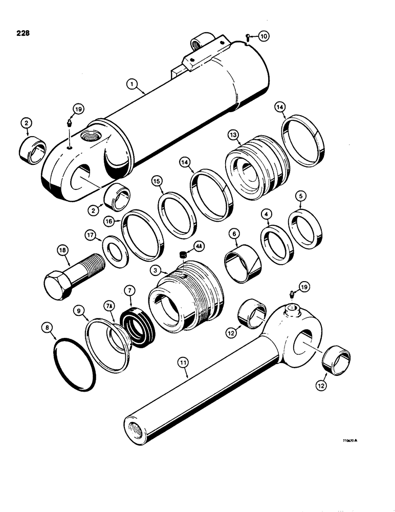 Схема запчастей Case 850C - (228) - G101216 DOZER TILT CYLINDER, ANGLE TILT DOZER MODELS (07) - HYDRAULIC SYSTEM