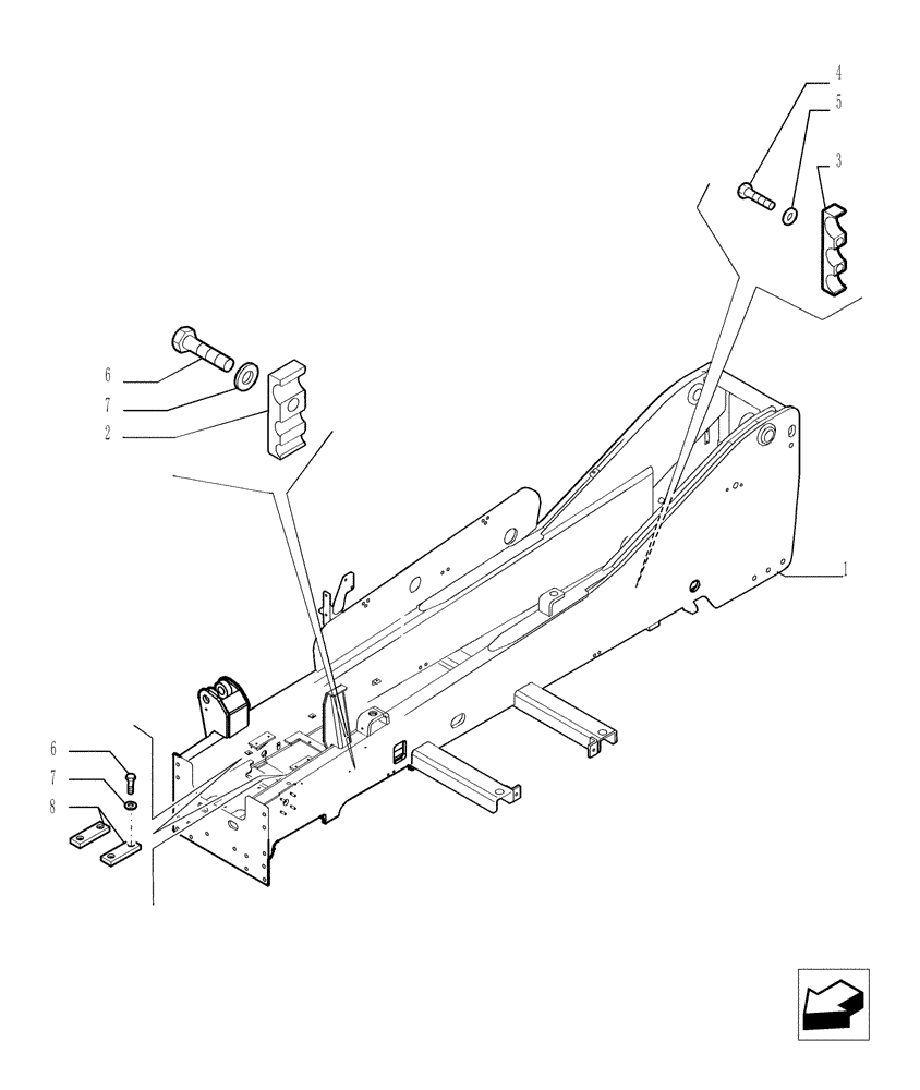 Схема запчастей Case TX842 - (1.21.5/A[01]) - MAIN FRAME - VERSION (03) (39) - FRAMES AND BALLASTING