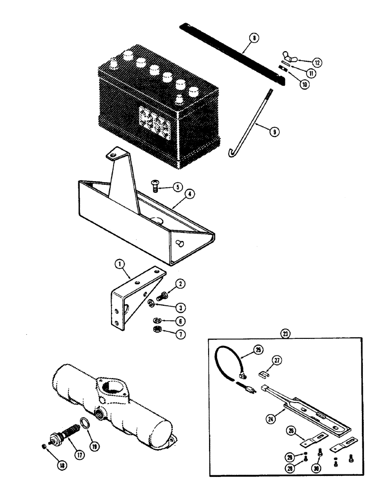 Схема запчастей Case 580B - (091E) - BATTERY BOX SUPPORT (04) - ELECTRICAL SYSTEMS