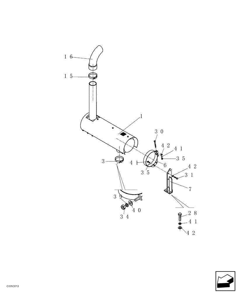 Схема запчастей Case SR15 - (02-005-00[01]) - EXHAUST - ENGINE (02) - ENGINE