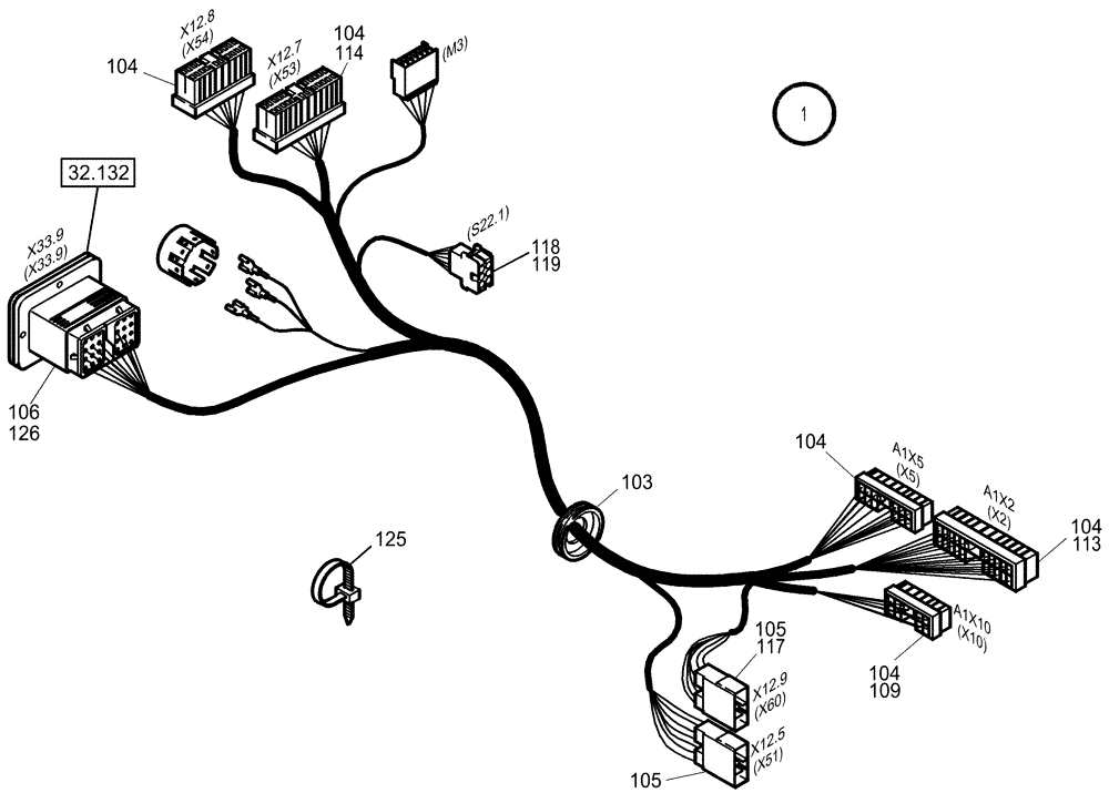 Схема запчастей Case 321D - (32.133[003]) - CABLE HARNESS FRONT CARRIAGE CANOPY (OPTION) (S/N 591052-UP) No Description