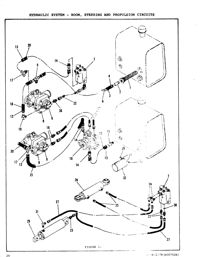 Схема запчастей Case DAVIS - (24) - HYDRAULIC SYSTEM, BOOM, STEERING AND PROPULSION CIRCUITS 