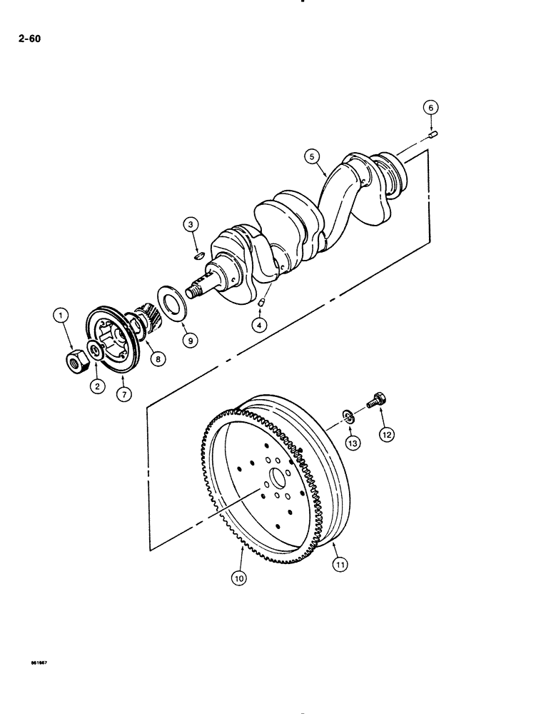 Схема запчастей Case DH4B - (2-60) - CRANKSHAFT AND FLYWHEEL (02) - ENGINE
