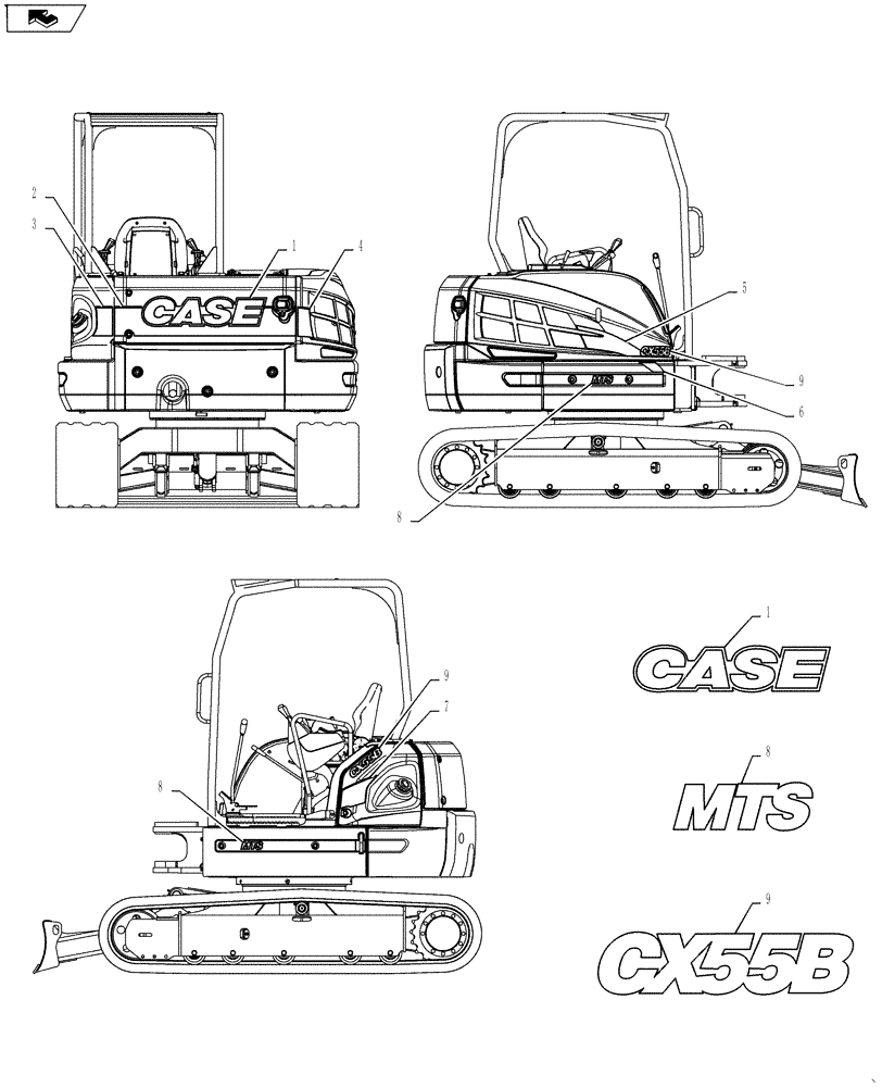 Схема запчастей Case CX55BMSR - (06-014[00]) - NAME PLATE INSTALL (CANOPY) (PS02-00108--01417) (90) - PLATFORM, CAB, BODYWORK AND DECALS