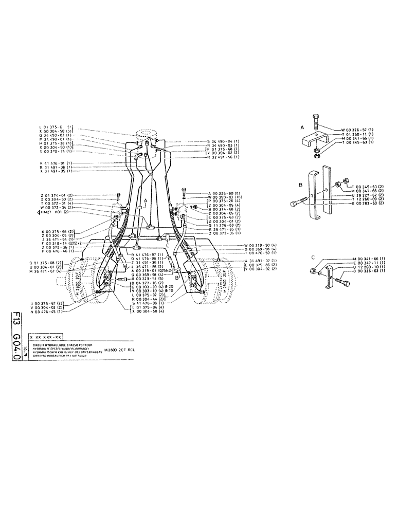 Схема запчастей Case RC200L - (054) - HYDRAULIC SYSTEM UNDERCARRIAGE M2800 2C RCL 