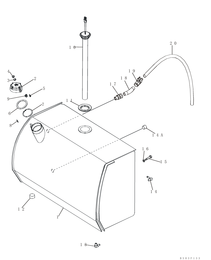 Схема запчастей Case 850K - (03-04) - FUEL TANK (03) - FUEL SYSTEM