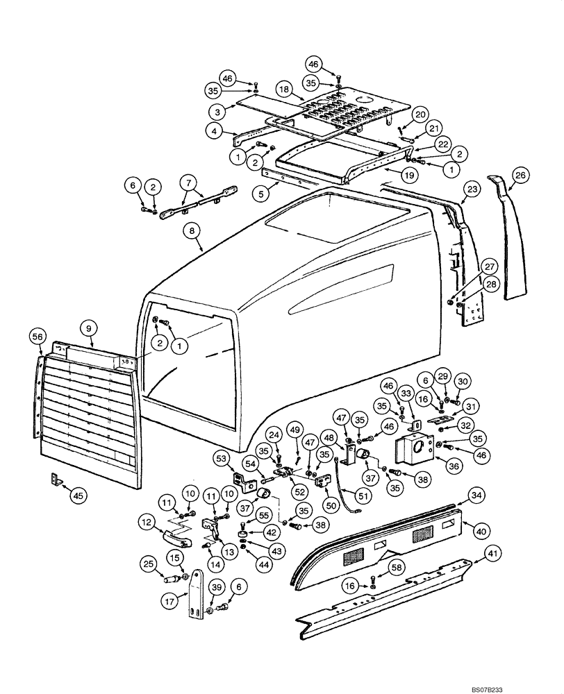 Схема запчастей Case 845 DHP - (09.20[00]) - ENGINE HOOD AND GRILLE (09) - CHASSIS