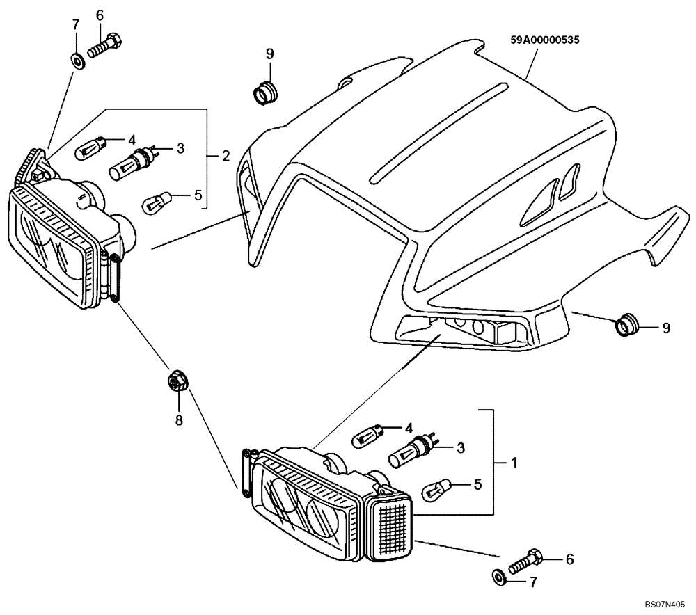 Схема запчастей Case 340B - (67A00001830[001]) - FRONT HEADLIGHT ASSY (87713356) (13) - Electrical System / Decals