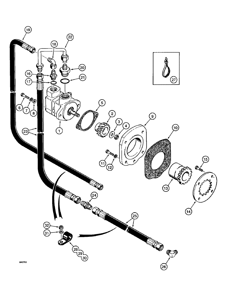 Схема запчастей Case 1187 - (160) - HYDRAULIC CIRCUIT FOR CONTROLS, HYDRAULIC PUMP AND LINES - DETROIT DIESEL ENGINE (07) - HYDRAULIC SYSTEM