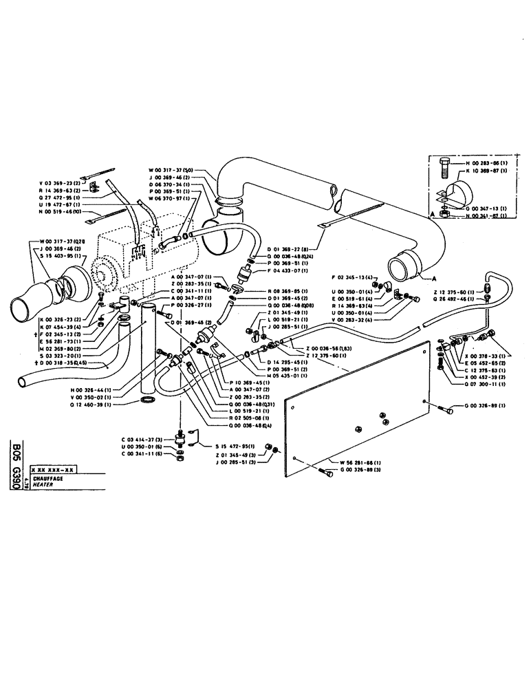 Схема запчастей Case 160CK - (043) - HEATER (05) - UPPERSTRUCTURE CHASSIS