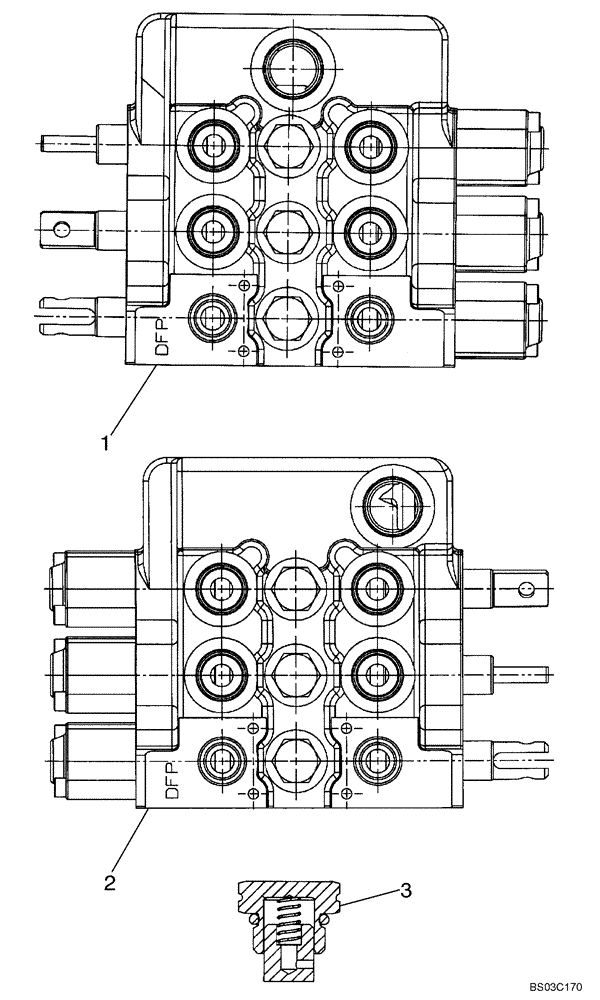 Схема запчастей Case 1840 - (08-57A) - VALVE, CONTROL - BACKHOE (NORTH AMERICA) (08) - HYDRAULICS