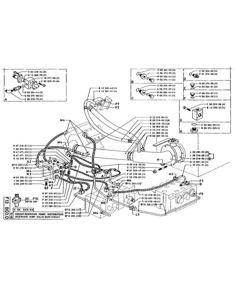 Схема запчастей Case 220 - (100) - RESERVOIR-PUMP-VALVE BANK CIRCUIT (07) - HYDRAULIC SYSTEM