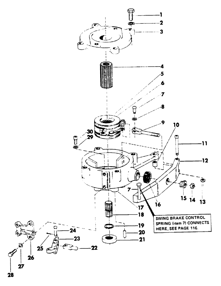 Схема запчастей Case 40BLC - (112) - SWING BRAKE, (USED ON UNITS WITH SERIAL NUMBER 450 THRU 6275248) (04) - UNDERCARRIAGE