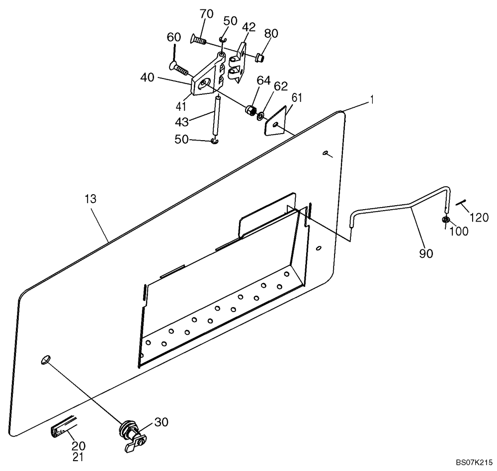 Схема запчастей Case 121E - (34.282[2989832001]) - INSPECTION SIDE DOOR RIGHT-HAND HEATER & AIR CONDITION (90) - PLATFORM, CAB, BODYWORK AND DECALS
