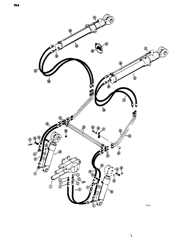 Схема запчастей Case 450 - (154) - LOADER BUCKET TILT AND HYDRA-LEVELING HYDRAULIC CIRCUITS (07) - HYDRAULIC SYSTEM
