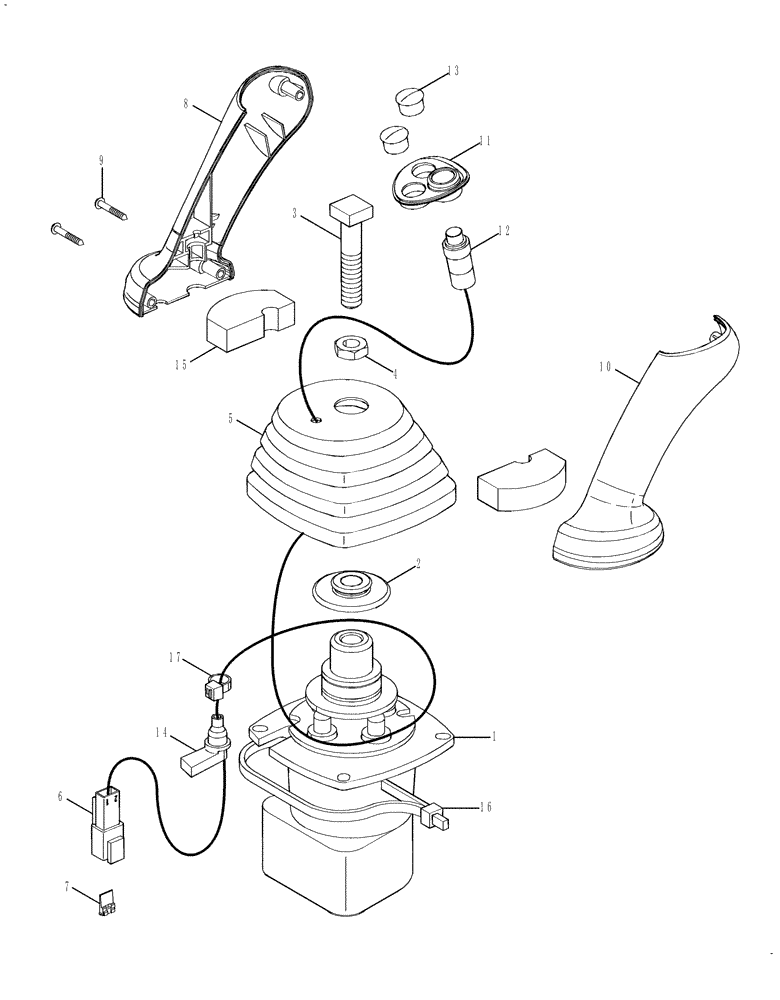 Схема запчастей Case 590SN - (35.150.15[03]) - HYDRAULICS - VALVE, JOYSTICK (PILOT CONTROLS) (LEFT-HAND) WITH HORN (35) - HYDRAULIC SYSTEMS