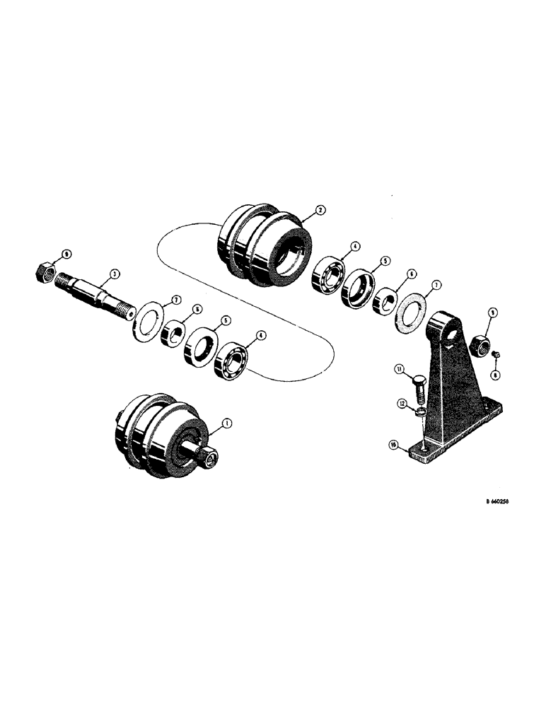 Схема запчастей Case 310G - (142) - TRACK CARRIER ROLLER (04) - UNDERCARRIAGE
