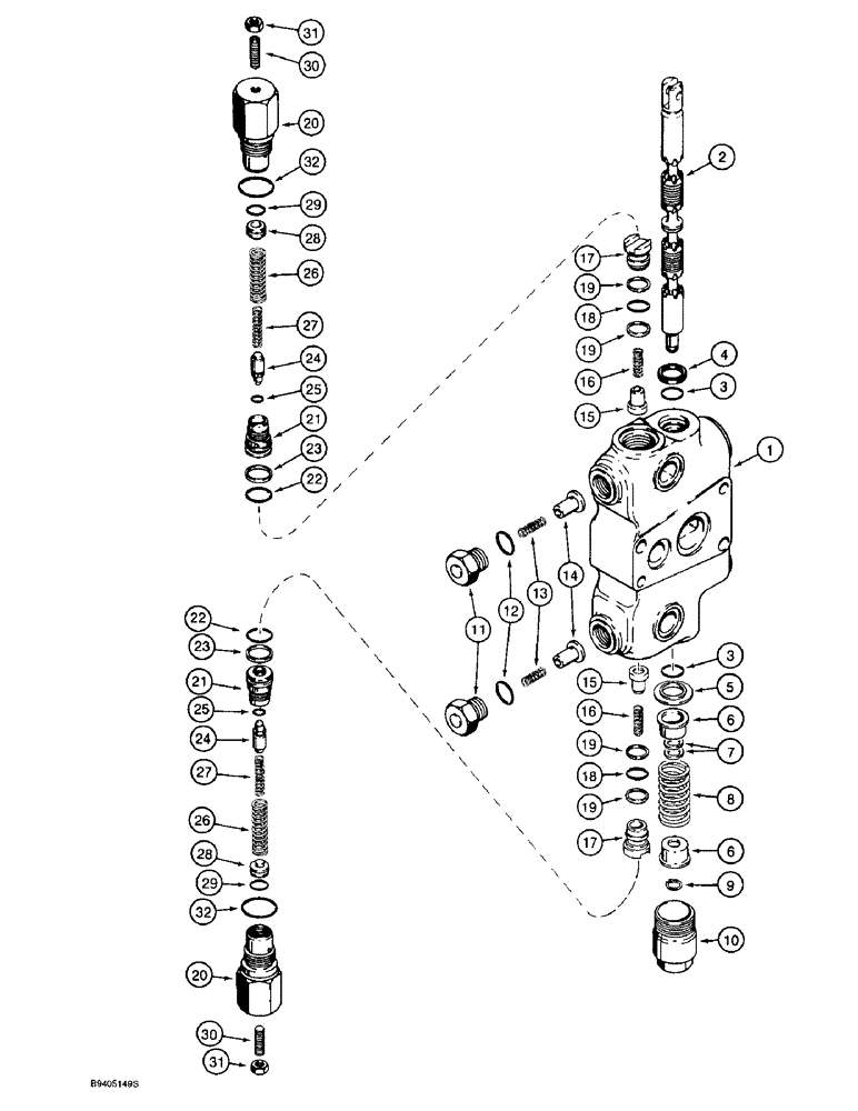 Схема запчастей Case 580L - (8-084) - BACKHOE CONTROL VALVE, DIPPER SECTION (08) - HYDRAULICS