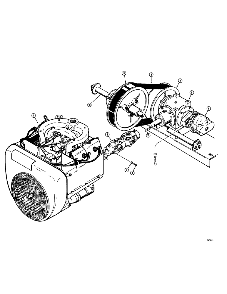 Схема запчастей Case 1530 - (020) - POWER TRAIN, ENGINE TO DRIVE SPROCKETS (06) - POWER TRAIN