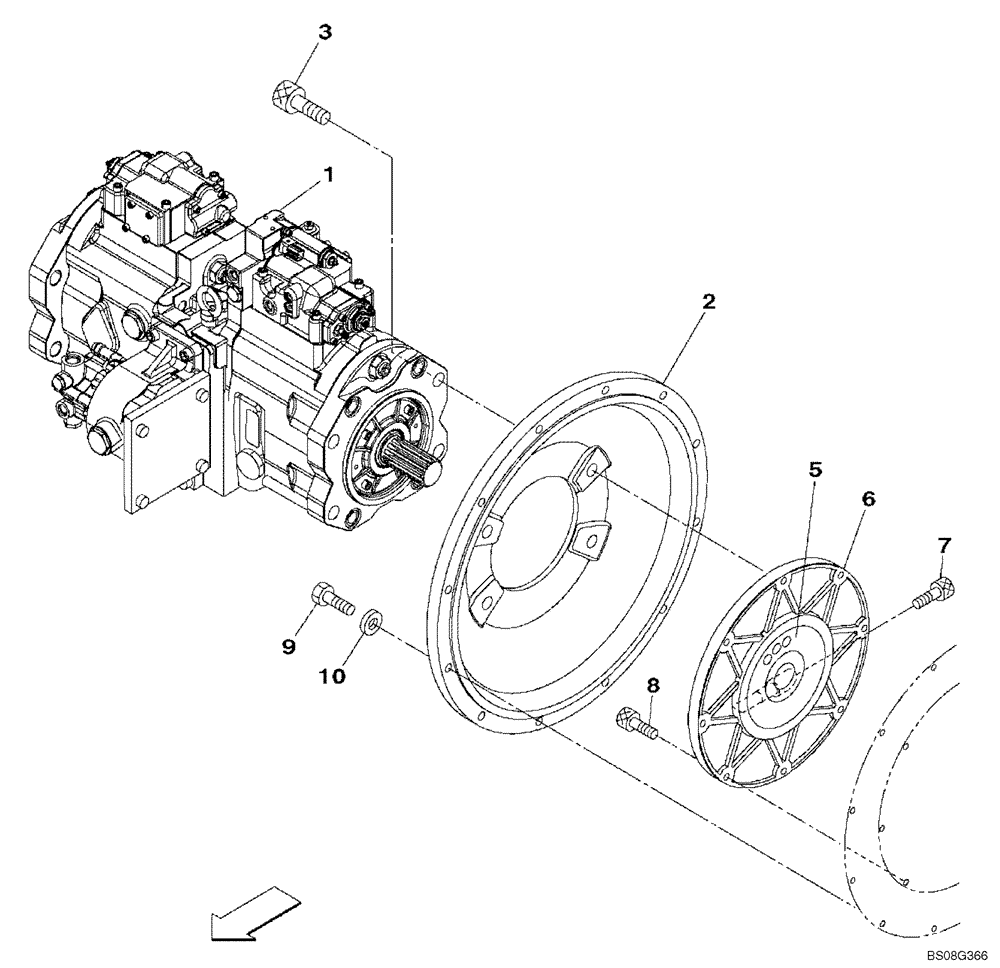 Схема запчастей Case CX470B - (08-02) - PUMP ASSY, HYDRAULIC - COUPLING (08) - HYDRAULICS