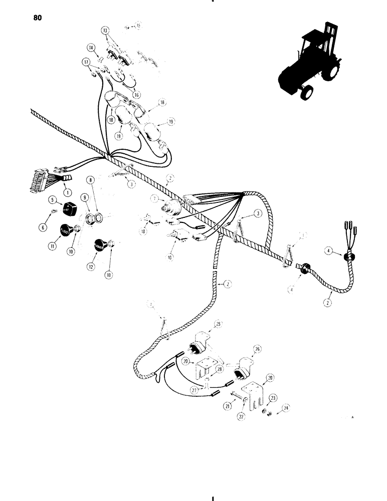 Схема запчастей Case 584C - (080) - ELECTRICAL SYSTEM, FLASHER HARNESS AND CONTROLS, MODELS W/ FLASHER LAMPS, BEFORE TRACTOR SN 8980051 (55) - ELECTRICAL SYSTEMS
