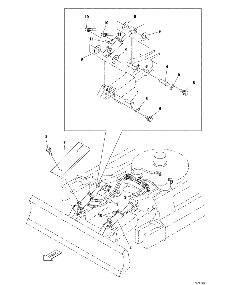 Схема запчастей Case CX135SR - (08-031) - HYDRAULICS - BLADE CYLINDER LINE, MODELS WITHOUT LOAD HOLD (08) - HYDRAULICS