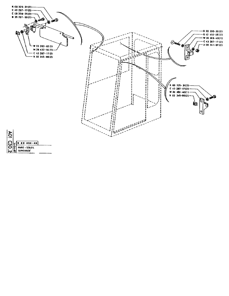 Схема запчастей Case 90BCL - (017) - SUNSHADE (05) - UPPERSTRUCTURE CHASSIS