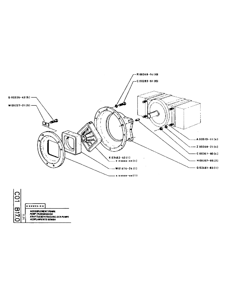 Схема запчастей Case TC45 - (042) - PUMP TRANSMISSION 