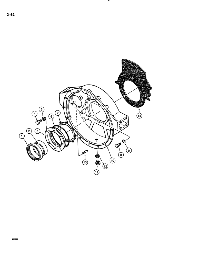 Схема запчастей Case DH4B - (2-62) - FLYWHEEL HOUSING (02) - ENGINE