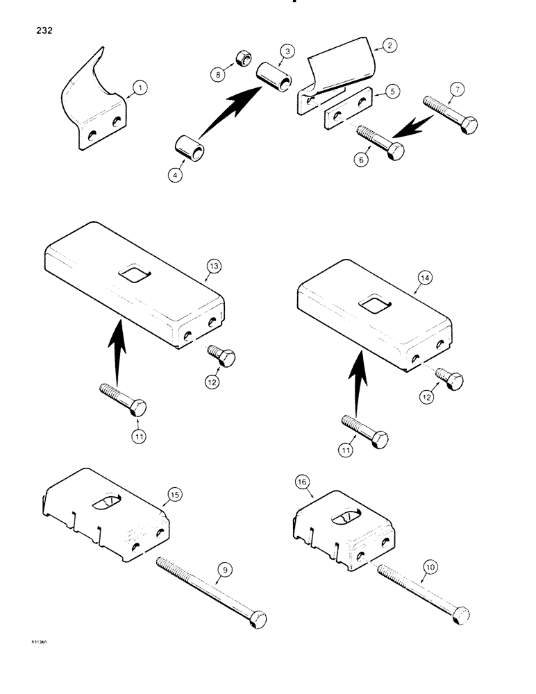 Схема запчастей Case P60 - (232) - DIGGING TEETH, STANDARD, 2" THRU 16" WIDTH, STANDARD PARTS, 6" WIDTH, NUMBER OF CHAIN PITCHES (89) - TOOLS